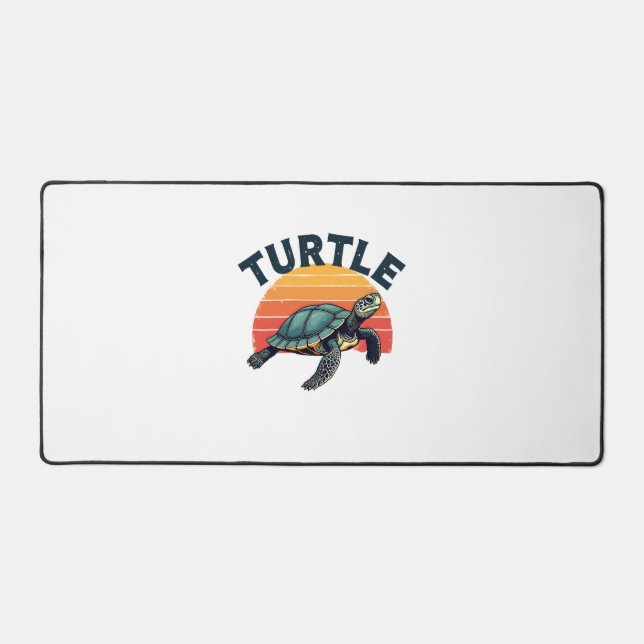 Retro Turtle T-Shirt Desk Mat (Front)
