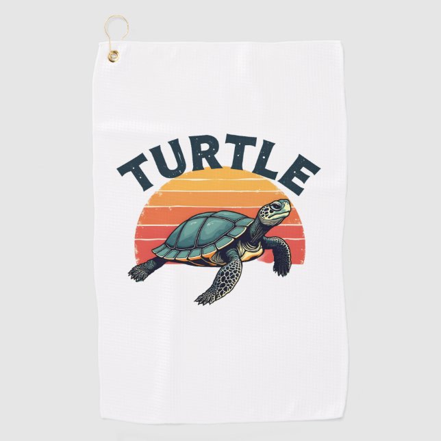 Retro Turtle T-Shirt Golf Towel (Front)