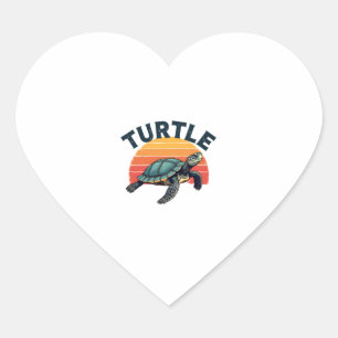 Retro Turtle T-Shirt Heart Sticker