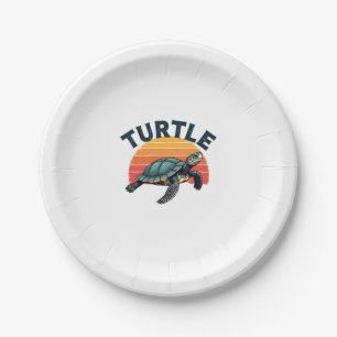 Retro Turtle T-Shirt Paper Plate