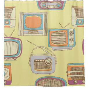 retro tv and radio. seamless pattern