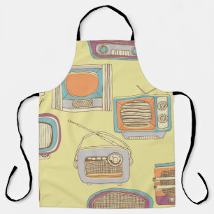 retro tv and radio. seamless pattern apron