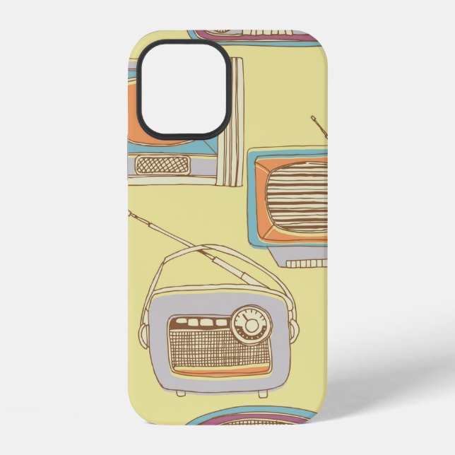 retro tv and radio. seamless pattern iPhone case (Back)