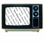 Retro TV Custom Frame Standing Photo Sculpture<br><div class="desc">Add your own photo to this retro TV picture frame! Comes standard as a 5" x 7" (approximately) standup photo sculpture, but you can easily use the item options to make it bigger or smaller, or change it to a pin, a magnet, or a hanging ornament. Makes a very cool...</div>