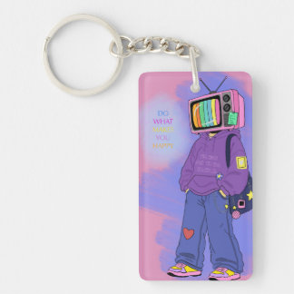 Retro tv dopamine keychain