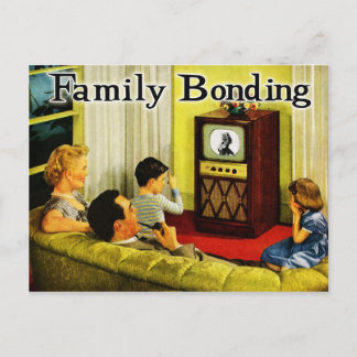 Retro TV Family Postcard (Family Bonding)