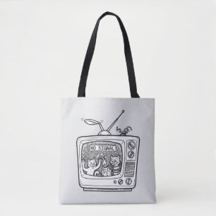 Retro TV No Signal Cats Tote Bag