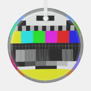 Retro TV no signal illustration. Glass Ornament
