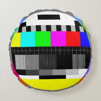 Retro TV no signal illustration. Round Pillow