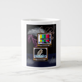 Retro TV No Signal Ocean Storm Surreal Art Large Coffee Mug