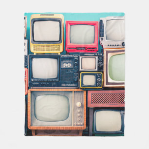 Retro TV receivers set from circa 60s, 70s and 80s Fleece Blanket