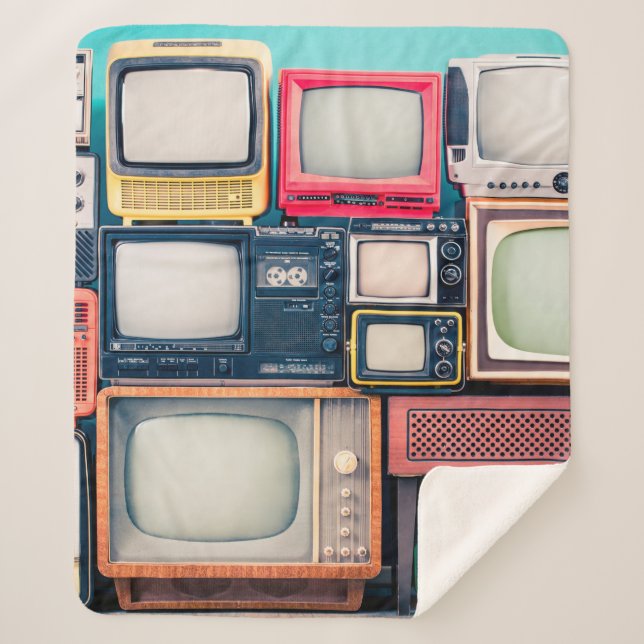 Retro TV receivers set from circa 60s, 70s and 80s Sherpa Blanket (Front)