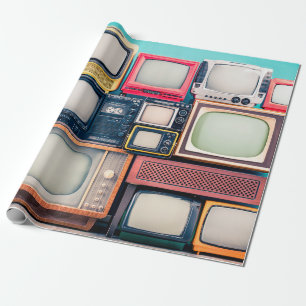 Retro TV receivers set from circa 60s, 70s and 80s Wrapping Paper
