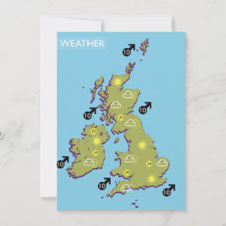 Retro TV Weather Map of the British Isles. Invitation