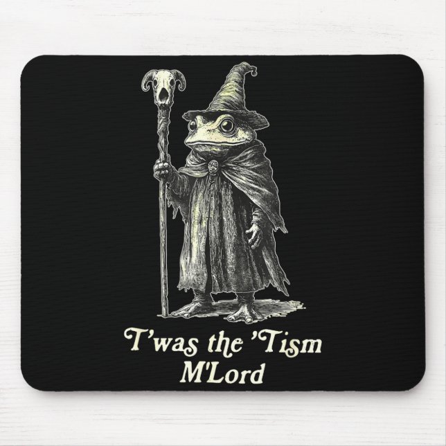 Retro T'was The tism M'lord Funny Witch Frog Graph Mouse Pad (Front)
