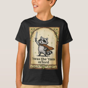 Retro Twas The Tism Mlord Funny Wizard Raccoon Aut T-Shirt
