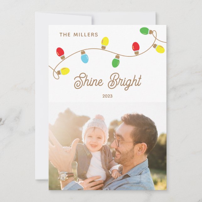 Retro Twinkle Christmas Lights Carte photo de vaca (Devant)