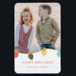 Retro Twinkle Lights Magnet<br><div class="desc">Bright and colourful modern holiday design featuring a retro Christmas lights illustration that can also be personalized with your photo and text.  Photo by Emma Goldsmith on Unsplash</div>