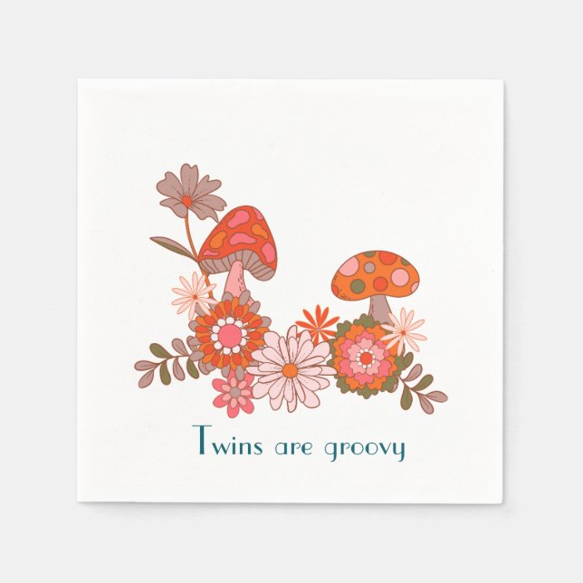 Retro Twins are Groovy Napkin (Front)