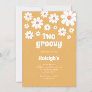 Retro Two Groovy 70's Style Birthday Invitation
