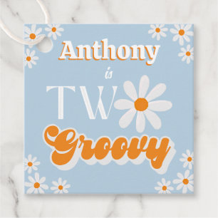 Retro Two Groovy Boys 2nd Birthday Favour Tags