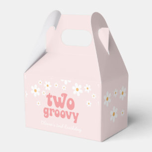 Retro two Groovy Pink Daisy Favour Favor Box