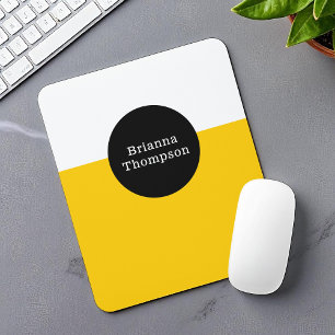 Retro Two Tone Colour Block Deep Yellow Mouse Pad