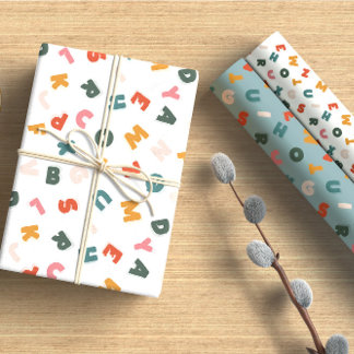 Retro Two Tone Playful Alphabet Wrapping Paper Sheet