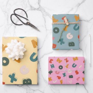 Retro Two Tone Playful Alphabet  Wrapping Paper Sheet