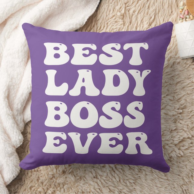 Retro Type Best Lady Boss Ever Throw Pillow (Blanket)