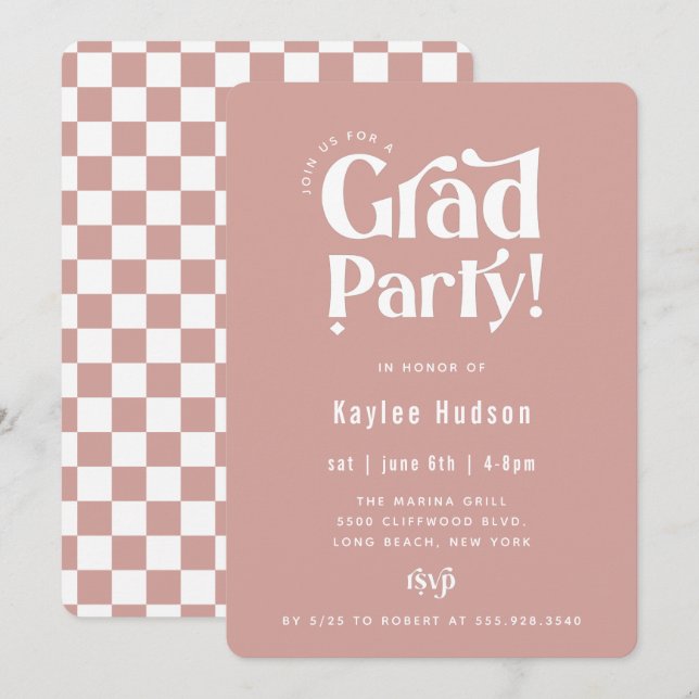 Retro Type Graduation Party Invitation (Front/Back)