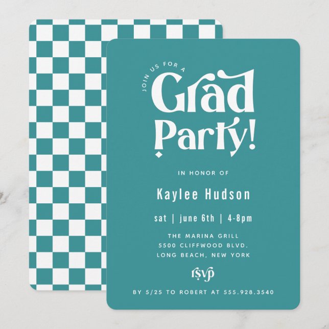 Retro Type Graduation Party Invitation (Devant / Derrière)