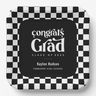 Retro Type Graduation Party Paper Plate