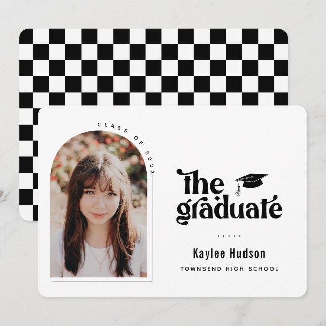Retro Type Graduation Photo Announcement (Front/Back)