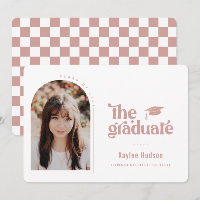 Retro Type Graduation Photo Announcement (Front/Back)