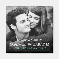 Retro Type Photo Personalized Save the Date Magnet