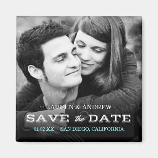 Retro Type Photo Personalized Save the Date Magnet
