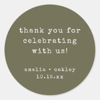 Retro Typewriter Olive Custom Wedding Thank You