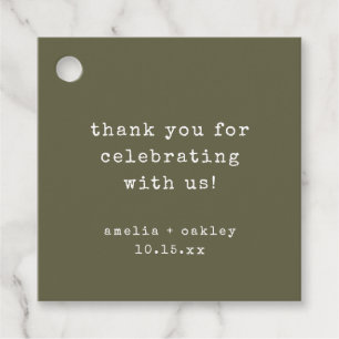 Retro Typewriter Olive Custom Wedding Thank You Favour Tags