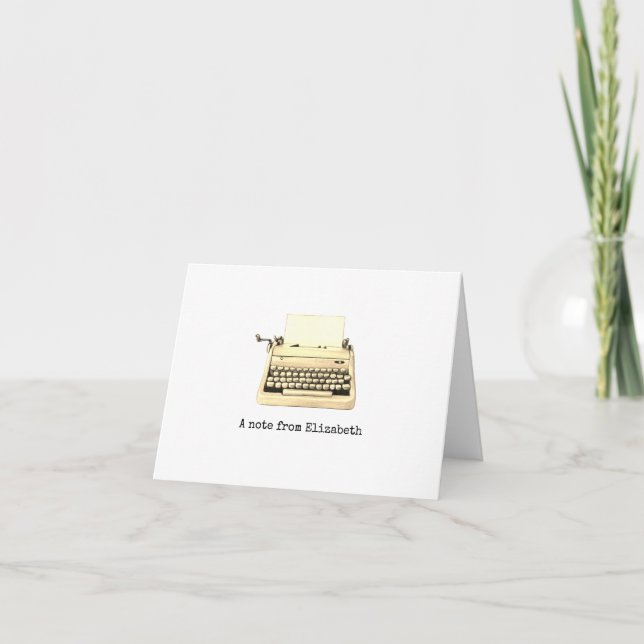 Retro Typewriter Personalized Chic Sepia Note Card (Front)