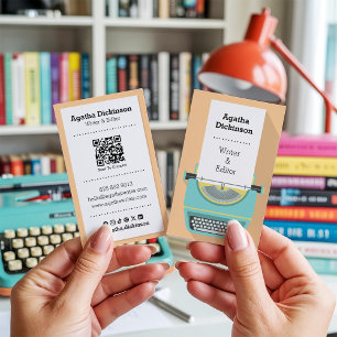 Retro Typewriter QR Code Professional Writer Blog Business Card