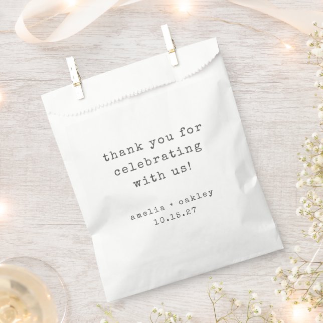 Retro Typewriter White Custom Wedding Thank You Favour Bag (Clipped)