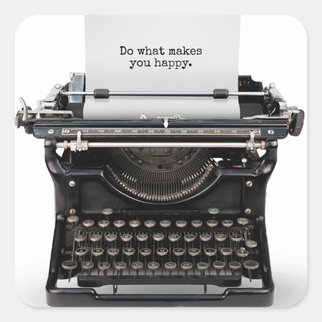 retro typewriter with Inspirational quote Square Sticker (Front)