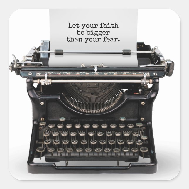 retro typewriter with Inspirational quote Square Sticker (Front)