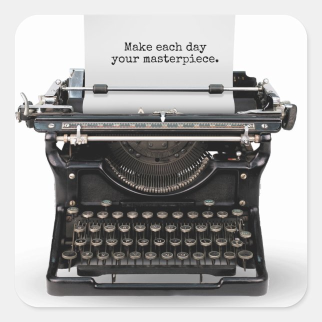 retro typewriter with Inspirational quote Square Sticker (Front)