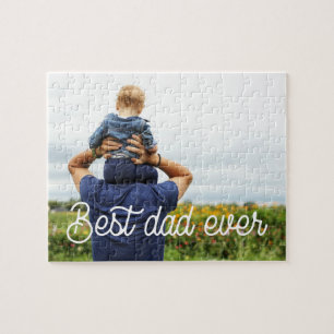 Retro typography Best dad ever Fathers day Jigsaw Puzzle