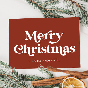 Retro Typography Brown Merry Christmas Non-Photo Holiday Card