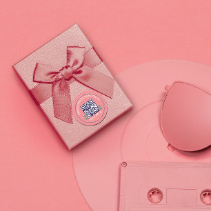 Retro Typography Business Social Media QR Code Classic Round Sticker