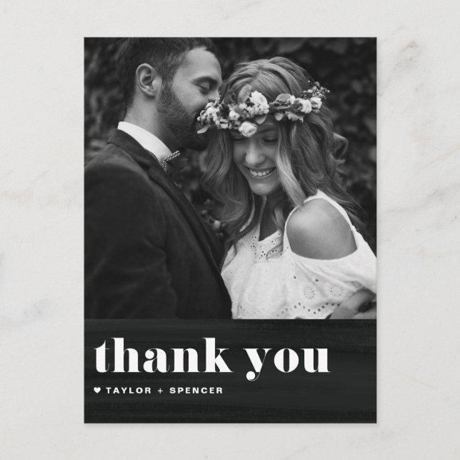 Retro Typography Chalkboad Wedding Thank You Postcard (Front)