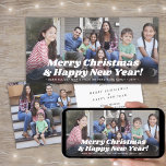 Retro Typography Christmas & New Years Four Photo Holiday Card<br><div class="desc">Send stylish joyful greetings and share four of your favourite pictures with chic retro photo collage 4"x8" holiday cards. These templates are simple to personalize to include any wording, such as Merry Christmas, Happy Holidays, Seasons Greetings, New Year Cheers etc. (IMAGE PLACEMENT TIP: An easy way to position a photo...</div>
